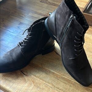 Men's Karl Lagerfeld Brown Leather Boots with Zipper